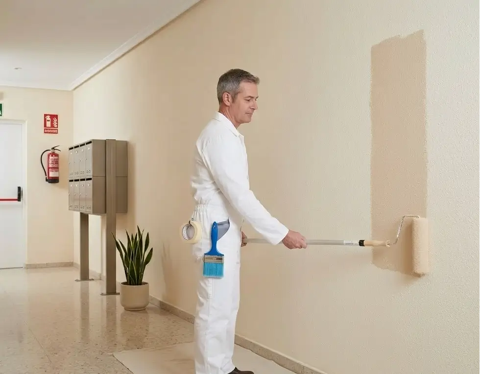 Pintores trabajando en portal y zonas comunes de una comunidad en Cartagena